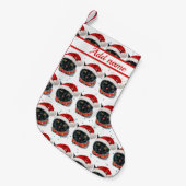 Funny Christmas Black Cat Watercolor Kleine Kerstsok (Voorkant (Hangend))