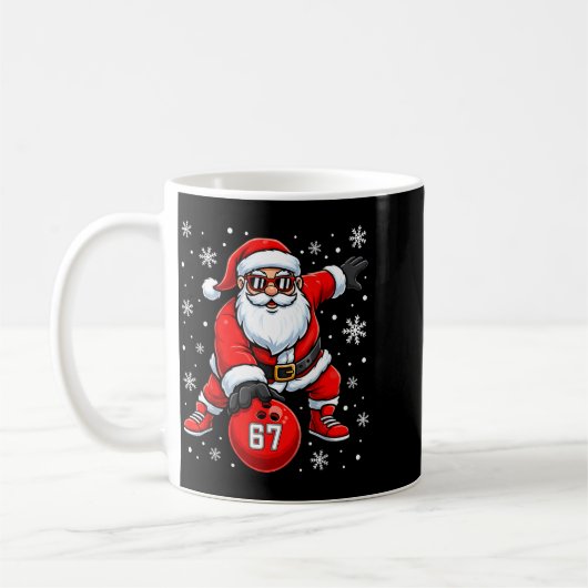 Funny Christmas Bowling Cool Santa Claus 6 7 Meme Koffiemok (Links)