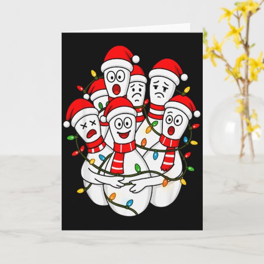Funny Christmas Bowling Santa Bowling Ns Team Men Kaart (Gele Bloem)