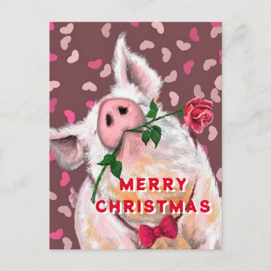 Funny Christmas Briefkaart met Gentleman Pig (Voorkant)