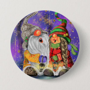 Funny Christmas Button Gift Happy Gnomes zingen