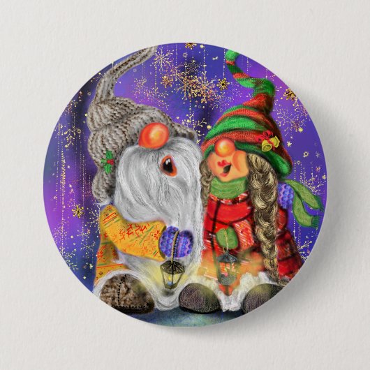 Funny Christmas Button Gift Happy Gnomes zingen (Voorkant)