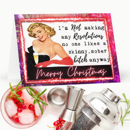 Funny Christmas Card Best Friend "NYE Resolutions" Bedankkaart