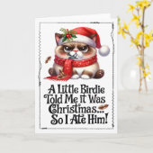 Funny Christmas Cat Dark Humor Kaart (Gele Bloem)