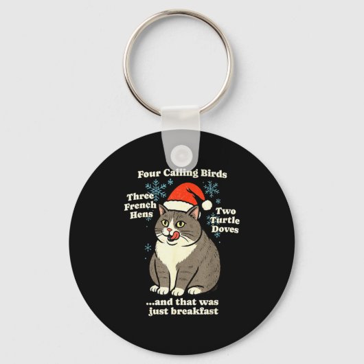 Funny Christmas Cat Meme Caroling Holiday Santa Ha Sleutelhanger (Voorkant)