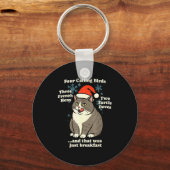 Funny Christmas Cat Meme Caroling Holiday Santa Ha Sleutelhanger (Voorkant)