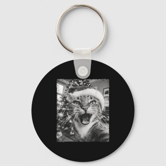 Funny Christmas Cat Selfie  Sleutelhanger (Voorkant)