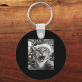 Funny Christmas Cat Selfie  Sleutelhanger (Voorkant)