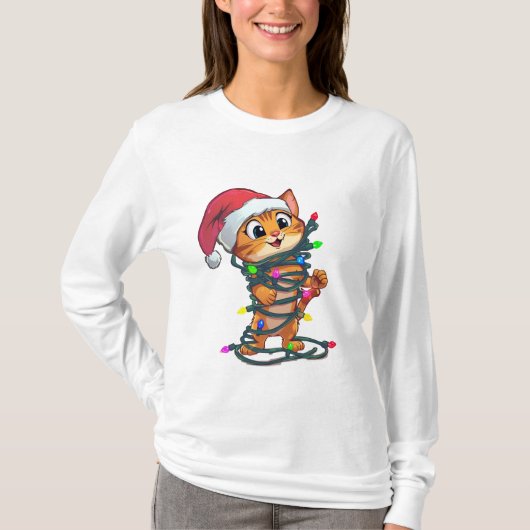 Funny Christmas Cat T-Shirt | Cute Holiday Gift (Devant)