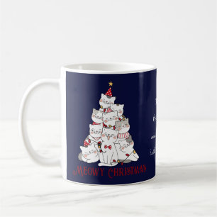 Funny Christmas Cats Cat Lover Naam Navy Blue Mok