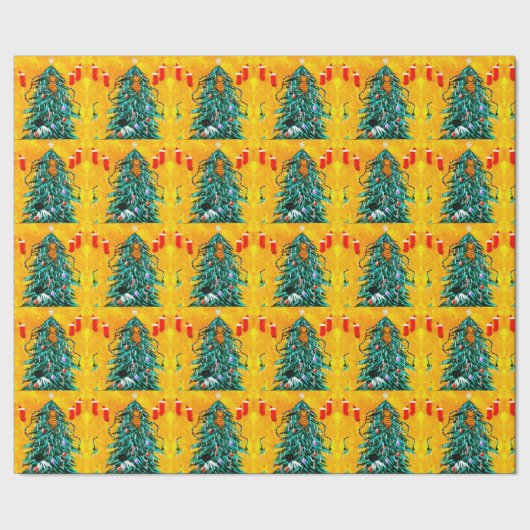 Funny Christmas Cats Tree Creationarts Cadeaupapier (Zoom)