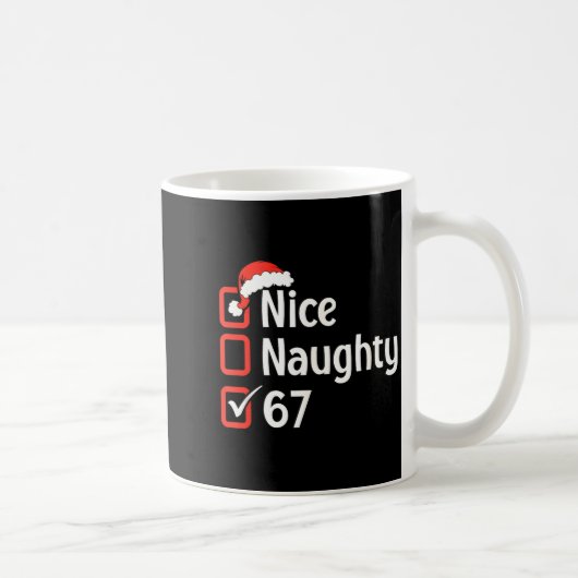 Funny Christmas Checked List Nice Naughty 6 7 Meme Koffiemok (Rechts)