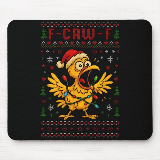 Funny Christmas Chicken F-caw-f Rooster Meme Humor Muismat (Voorkant)