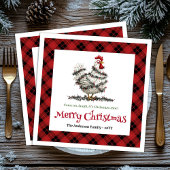 Funny Christmas chickens napkins custom name edit Servet