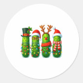 Funny Christmas Ckles With Santa Hats And Lights Ronde Sticker (Voorkant)