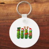 Funny Christmas Ckles With Santa Hats And Lights Sleutelhanger (Voorkant)