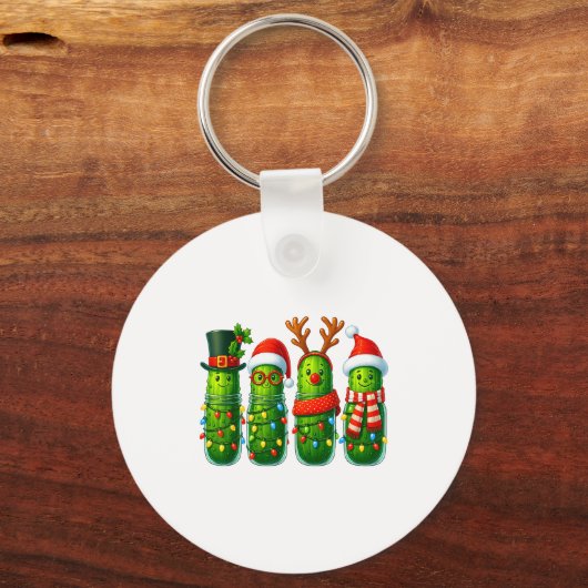 Funny Christmas Ckles With Santa Hats And Lights Sleutelhanger (Voorkant)