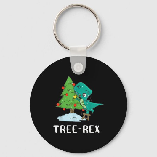 Funny Christmas Dinosaurs Christmas Tree Rex Cute Sleutelhanger (Voorkant)
