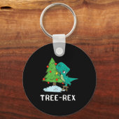 Funny Christmas Dinosaurs Christmas Tree Rex Cute Sleutelhanger (Voorkant)