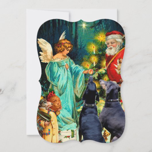 Funny Christmas Dog Doberman carte vintage (Devant)