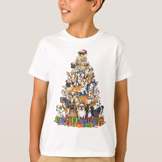 Funny Christmas Dog Tree Design T-shirt (Voorkant)