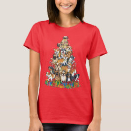 Funny Christmas Dog Tree Design T-shirt