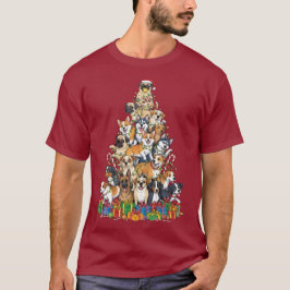 Funny Christmas Dog Tree Design T-shirt