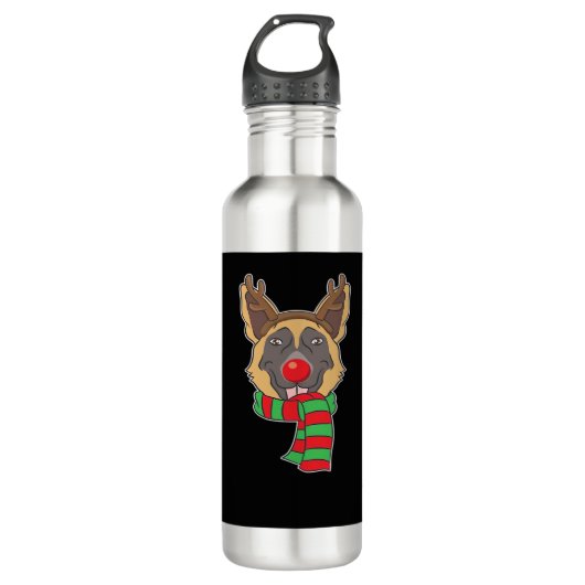 Funny Christmas Dog Xmas Reindeer German Shepherd  Waterfles (Voorkant)