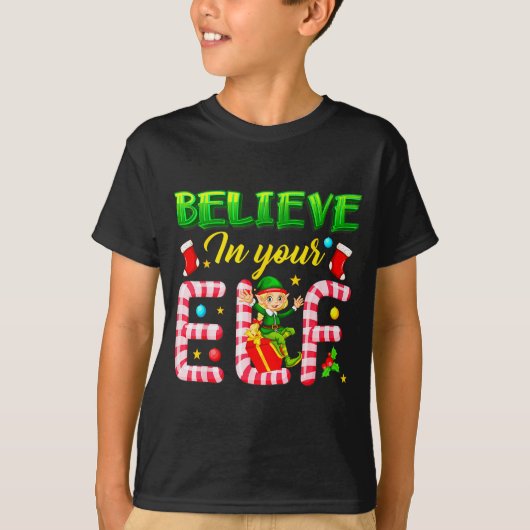Funny Christmas Elf Design Believe In Your Elf Men T-shirt (Voorkant)