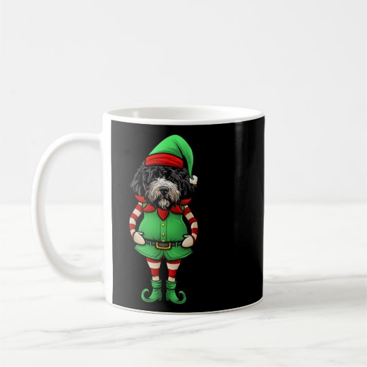 Funny Christmas Elf Portuguese Water Dog  Koffiemok (Links)