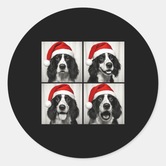 Funny Christmas English Springer Spaniel Santa Pho Ronde Sticker (Voorkant)