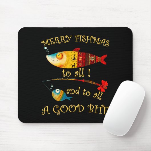 Funny Christmas Fisherman's Merry Fishmas To All F Muismat (Met muis)