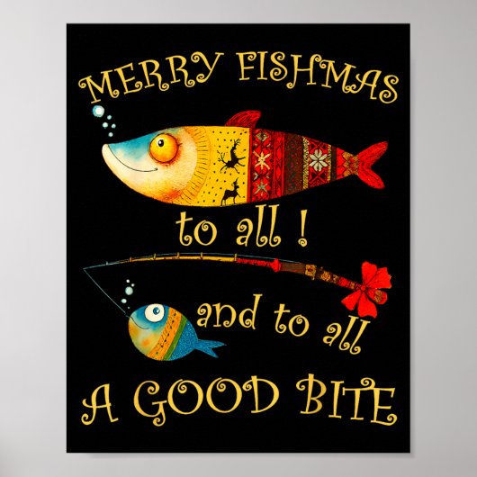 Funny Christmas Fisherman's Merry Fishmas To All F Poster (Voorkant)