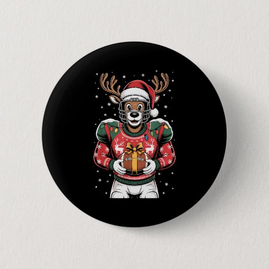 Funny Christmas Football Reindeer  Ronde Button 5,7 Cm (Voorkant)