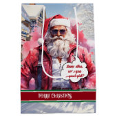 Funny Christmas Gift Bag Handsome Santa Keepsake Medium Cadeauzakje (Achterkant)