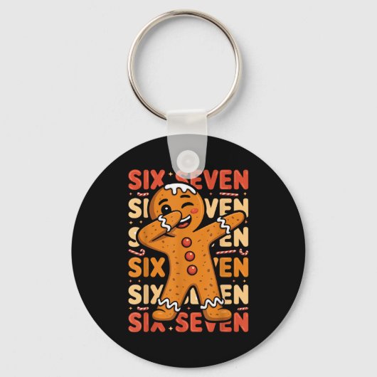 Funny Christmas Gingerbread Cookie Dab Six Seven 6 Sleutelhanger (Voorkant)