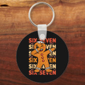 Funny Christmas Gingerbread Cookie Dab Six Seven 6 Sleutelhanger (Voorkant)