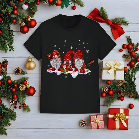 Funny Christmas Gnomes Baseball  T-shirt