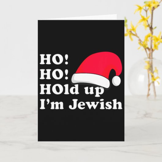 Funny Christmas Hat Design For Irreverent Jewish P Kaart (Gele Bloem)