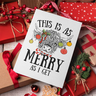 Funny Christmas Highland Koe Feestdagenkaart
