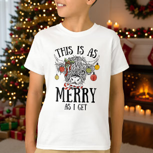 Funny Christmas Highland Koe T-shirt