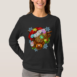 Funny Christmas Highland Koe, Western Christmas Li T-shirt