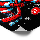 Funny Christmas Hockey Cool Santa Claus 6 7 Meme T Poster (Hoek)