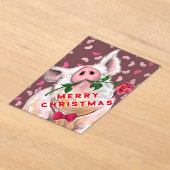 Funny Christmas Kaart Gentleman Pig met Roos Acryl Uitnodigingen (Laagn)