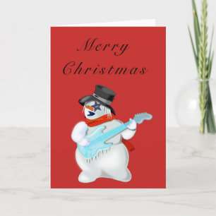Funny Christmas Kaart Rock Music Gitarist Snowman