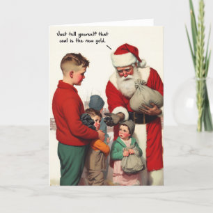 Funny Christmas Kaart - Steenkool van Saint Nick