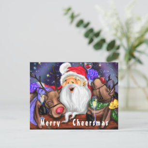 Funny Christmas Kaarten Happy Santa en rendieren