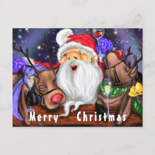 Funny Christmas Kaarten Santa en Rendieren Party