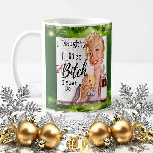 Funny Christmas Mug Best Friend "Naughty / Nice?"