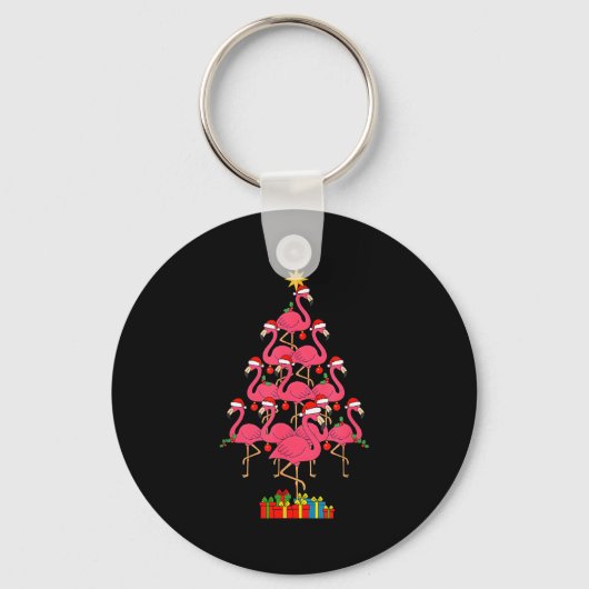 Funny Christmas Nk Flamingo Tree Holiday Bird Love Sleutelhanger (Voorkant)